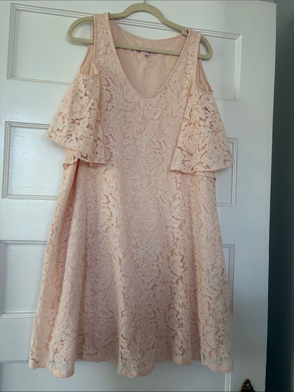 Nanette Lepore Blush Lace Cold-Shoulder Fit-and-Flare Dress